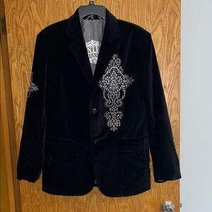 Elegant Black Blazer with Silver Detailing